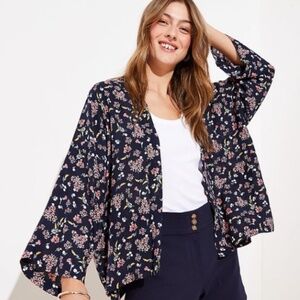 NWT Loft Plus Navy and Floral Duster